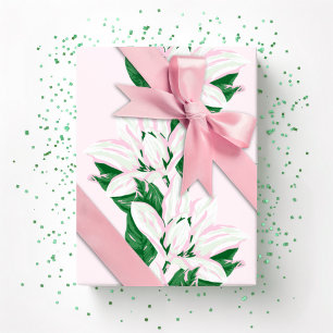 Magnolie schwingt in Rosa und Grün Geschenkpapier