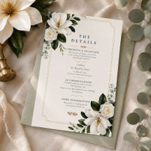 Magnolie Southern Charm Hochzeitsdetails Karte