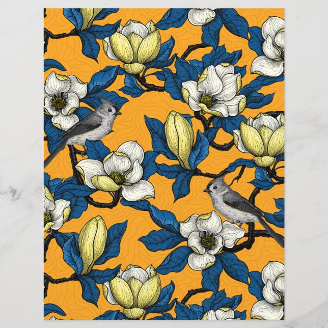 Magnolie und Titmausvogel blühen 3 (Vorderseite)