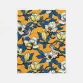 Magnolie und Titmausvogel blühen 3 Fleecedecke (Vorderseite)