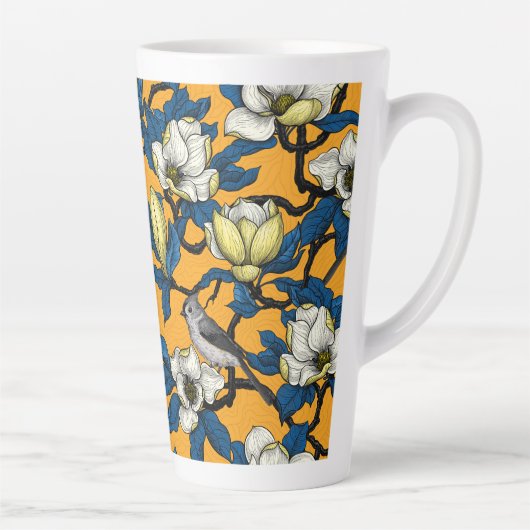 Magnolie und Titmausvogel blühen 3 Milchtasse (Rechts)