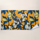 Magnolie und Titmausvogel blühen 3 Strandtuch (Vorderseite)