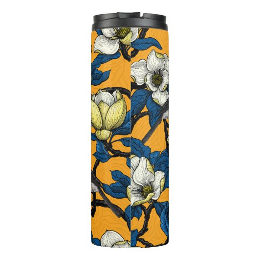 Magnolie und Titmausvogel blühen 3 Thermosbecher (Rückseite)