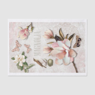 Magnolie-, Vogel- und Schmetterlingscollage Seidenpapier