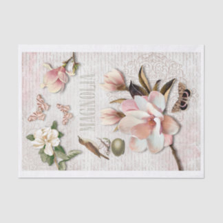 Magnolie-, Vogel- und Schmetterlingscollage Seidenpapier