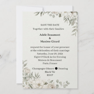 Magnolie Weiße Florale Save The Date Hochzeits Ein Einladung