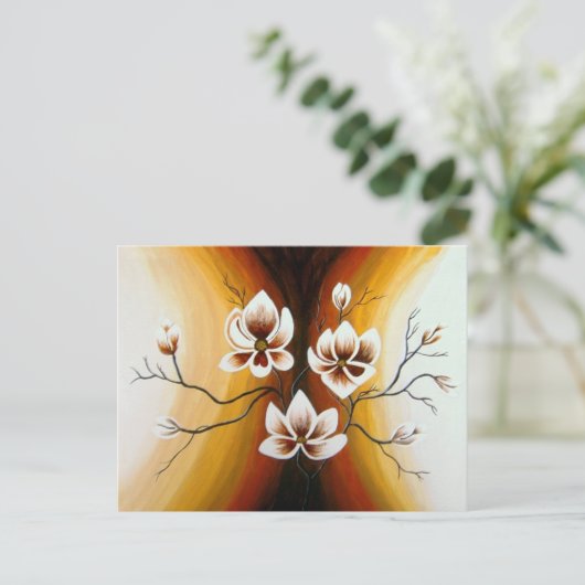 Magnolien, Acryl - Feiertagspostkarte (Stehend Vorderseite)