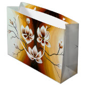 Magnolien, Acryl - Große Geschenktüte (Rückseite Schrägansicht)