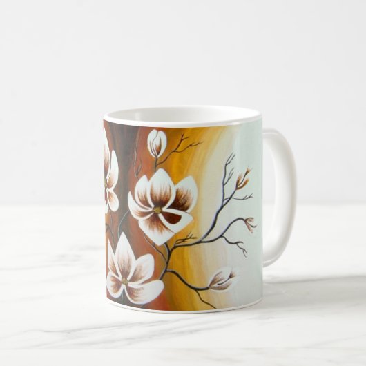 Magnolien, Acryl - Kaffeetasse (VorderseiteRechts)