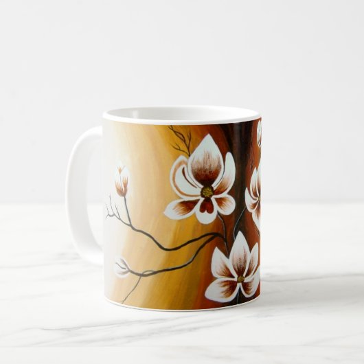 Magnolien, Acryl -  Kaffeetasse (Vorderseite Links)