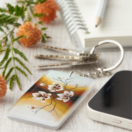 Magnolien, Acryl - Schlüsselanhänger