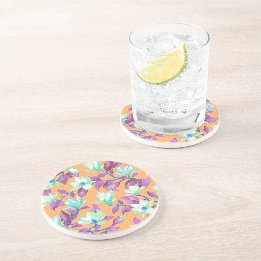 Magnolien auf dem Vanillehimmel blühen Getränkeuntersetzer (Seite)