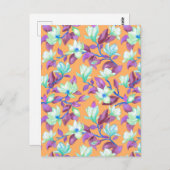 Magnolien auf dem Vanillehimmel blühen Postkarte (Vorne/Hinten)