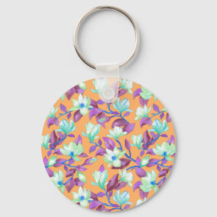 Magnolien auf dem Vanillehimmel blühen Schlüsselanhänger