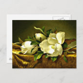Magnolien auf Gold Samtstoff, Kunstmalerei Postkarte (Vorne/Hinten)
