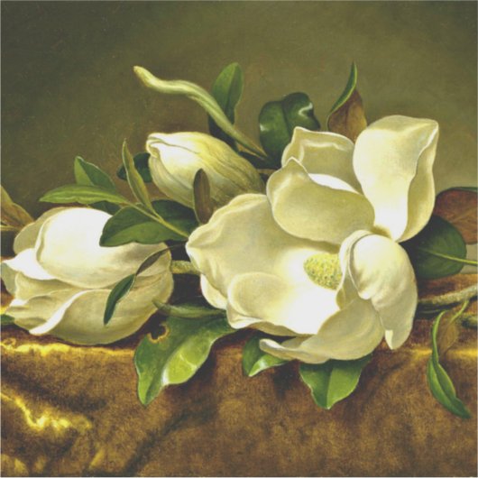 Magnolien auf goldenem Samttuch Aufkleber (Vorderseite)