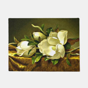 Magnolien auf goldenem Samttuch Fußmatte