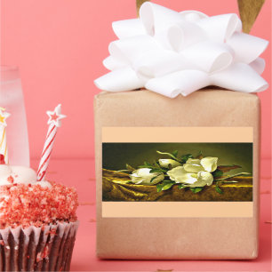 Magnolien auf goldenem Samttuch Rechteckiger Aufkleber