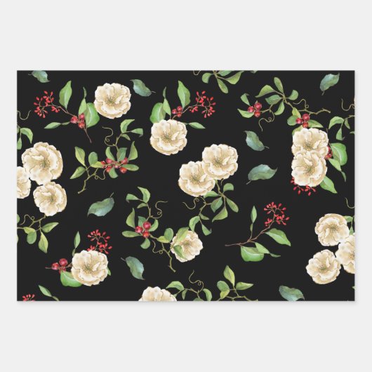 Magnolien, Berries und Foliage Geschenkpapier Set (Vorderseite)