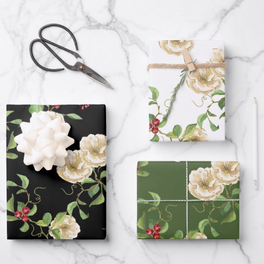 Magnolien, Berries und Foliage Geschenkpapier Set (Vorderseite)
