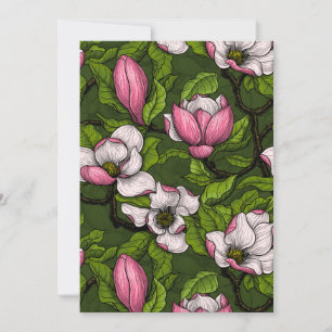 Magnolien blühen auf dunkelgrün
