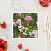 Magnolien blühen auf dunkelgrün serviette (Beispiel)