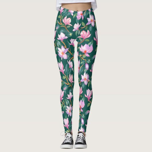Magnolien blühen leggings (Vorderseite)