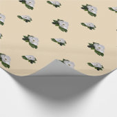 Magnolien-Blume auf Pergament-Gold Geschenkpapier (Ecke)