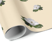 Magnolien-Blume auf Pergament-Gold Geschenkpapier (Rolleneckpunkt)