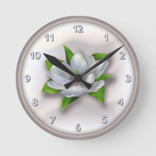 Magnolien-Blume Runde Wanduhr