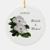 Magnolien-Blumen Save the Date, die Verzierung Keramik Ornament (Hinten)