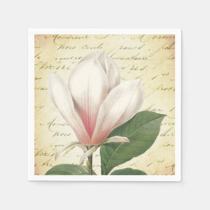 Magnolien-Blumen-Vintages botanisches Serviette