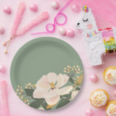 Magnolien-Blumen, Vintages mit Blumen gemalt Pappteller (Party)