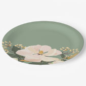 Magnolien-Blumen, Vintages mit Blumen gemalt Pappteller (Schrägansicht)