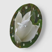 Magnolien-Blüte Clocl Große Wanduhr (Winkel)