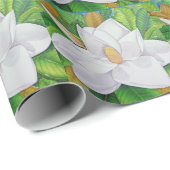 Magnolien-Blüten Geschenkpapier (Rolleneckpunkt)