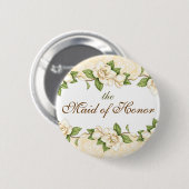 Magnolien-Damast-Brautparty-Knopf Button (Vorne & Hinten)