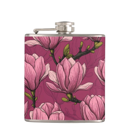 Magnolien-Garten Flachmann (Vorderseite)