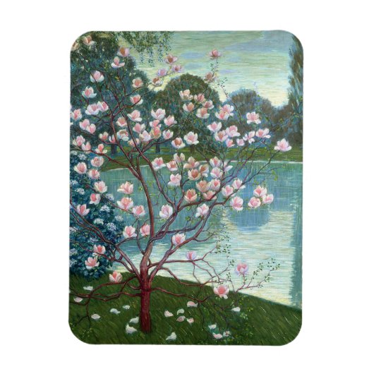 Magnolien (Öl auf Leinwand) Magnet (Vertikal)