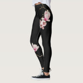 Magnolien-Schwarzes Leggings (Links)