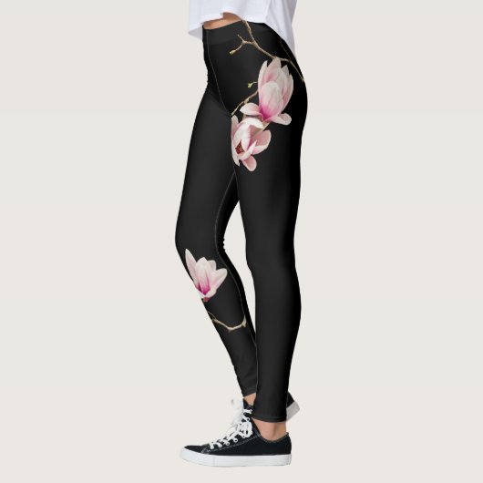 Magnolien-Schwarzes Leggings (Links)