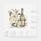 Magnolien und Champagner-Gläser Hochzeit Serviette (Vorderseite)