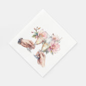 Magnolien und Champagnerbrillen Hochzeiten Serviette (Ecke)