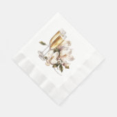 Magnolien und Champagnerbrillen Hochzeiten Serviette (Ecke)