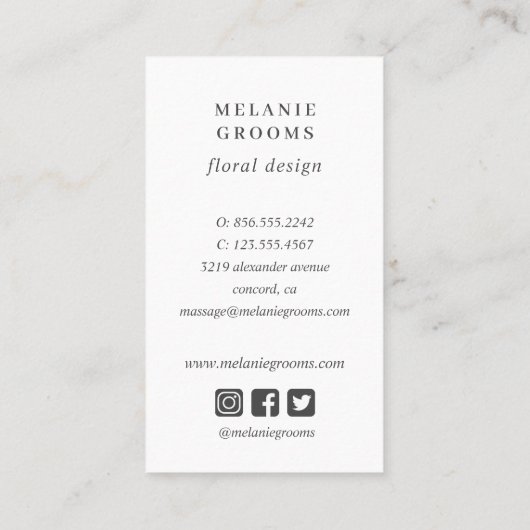 Magnolien und Eukalyptus grau, botanisch floral Visitenkarte (Rückseite)