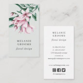 Magnolien und Eukalyptus grau, botanisch floral Visitenkarte (Vorne/Hinten)