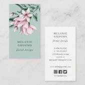 Magnolien und Eukalyptusgrün, botanisch Visitenkarte (Vorne/Hinten)