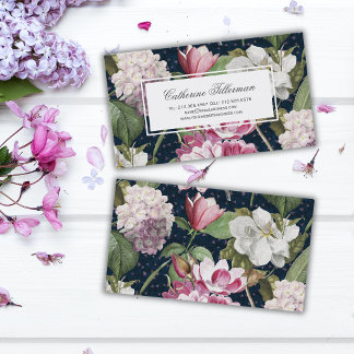 Magnolien und Hydrangeas Antiker Botanischer Garte Visitenkarte