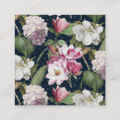 Magnolien und Hydrangeas Vintag botanisch Quadratische Visitenkarte (Rückseite)