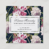 Magnolien und Hydrangeas Vintag botanisch Quadratische Visitenkarte (Vorderseite)